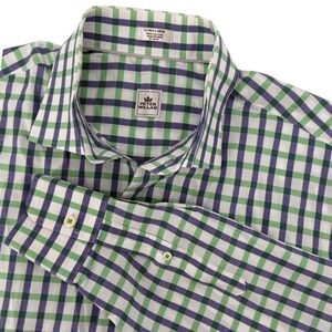 Peter Millar Mens Extra Large Plaid Purple and Green Button Down Shirt Cotton